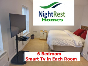 NightRest Homes 6 Bedroom House- Smart TV In each Room - Parking - Wifi